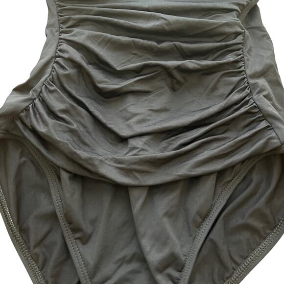 Ralph Lauren Ruched One Piece Black Swimsuit Size 4 - Picture 5 of 8